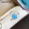 Anneaux de mariage Huitan Personnalité Bleu Zircon Cubique Bague pour Femmes Mode Contracté Conception Quotidienne Porter Partie De Luxe Bijoux En Gros 231128