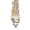 2023 New Silver Sexy Rhinestone PVC 투명 펌프 여성 패션 포인트 발가락 나이트 클럽 스트리퍼 하이힐 Femme Party 신발