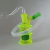 Oil Dab Rig Bong Mini Hookah Recycler Bongs de agua de vidrio con tubo de quemador de 10 mm Manguera de silicona Punta de goteo Perc Pipas para fumar Percolador ZZ