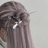 Saç Klipleri Moda Basit Metal Düzensiz Bükülmüş Saç Tokası Kadınlar Için Gümüş Renk Siyah Bodkin Bulaşık Up Hairstick Bun Hairdress Aksesuarları