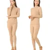 Women's Thermal Underwear Thermal Underwear Set for Women Slim Fit Lingerie Quick Warm Pajama Set High Elastic Round Collar Softness Female Intimates Suit 231127