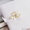 Wedding Rings 2023 New Design Unique Crystal Geometric Adjustable Rings for Women Delicate 14K Gold Plated Zirconia Party Rings Gift R231128