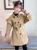 Manteau pour enfants Trench Coats Trench Coats Veste à poitrine à poitrine pour Kaki Ruffles Christmas Brillbreaker Spring Autumn TEENSWEAR