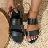 Sandaler kvinnors strand ihåliga avslappnade tofflor platt skor retro kvinnors storlek 5 kvinnor 11 bred