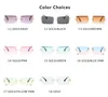 Lunettes de soleil sans bords pour femmes et hommes, petites lunettes de soleil rectangulaires tendance, Style de voyage d'été, UV400, nuances dorées et brunes pour hommes