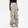 Pantalon femme Camouflage vert Cargo femme Y2K Hippie jean rétro Streetwear Harajuku armée jambe large Denim pantalon femme