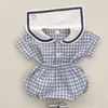 Rompers Summer Baby Clothes Girls Simple Plaid Shortsleeved Tshirt Suit Childrens Doll Collar Shorts College Style 230427