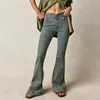 Pantalones vaqueros de mujer con corte de bota acampanados, cintura media, elásticos, pierna recta, flaco, parte inferior de campana, pantalones vaqueros Y2K Streetwear
