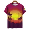 T-shirt da uomo Camicia stile hawaiano da uomo Estate O-Collo Manica corta Vacanza Top T-shirt casual Harajuku Coconut Tree Stampa Uomo sciolto