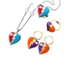 Collier chaîne en forme de O avec doubles lettres coeur couleur correspondant émail pendentif amour petit coeur rouge bleu boucle d'oreille anneau marque bijoux accessoires CGS878