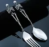 Titanium Steel Skeleton Skull Fork Spoon Tableware Vintage Dinner Table Flatware Cutlery Set Metal Crafts Halloween Party Gifts2525566837