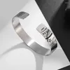 Bracciale rigido in acciaio inossidabile con occhio di Dio Graffiti, adatto per polsini con ciondoli da uomo, gioielli con apertura personalizzata, design alla moda