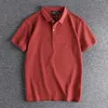 Mäns T-skjortor 8098 Mäns Solid Color Cotton Blended T-shirt Sommarmode Kort ärm Vintage Small Embroidery Pullovers Premium Polo