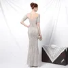 Sukienki imprezowe Deerveado K18123 eleganckie o cekinach na szyję Mermaid Prom 2023 krótkie rękawy formalne sukienki dla kobiet maxi