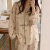 Hemkläder kawaii kvinnors pyjamas koreanska mode söt 2 bit hösten sömnkläder långärmad toppbyxor pijamas uppsättning för kvinnokläder HomeVaiduryd