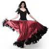 Palco desgaste moda plus size estilo cigano feminino espanhol flamenco saia desempenho trajes de dança do ventre plissado vestido de renda equipe