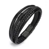 Charm Bracelets ZG Woven Leather Bracelet For Men Classic Fashion Multi Layer Pulsera Hombre Jewelry Gift