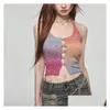 T-shirt Femme Femmes Tanks Knit Halter Gilet Été Sexy avec Découpe Serrée Courte Top Drop Livraison Vêtements Vêtements Tops Tees Dhec2