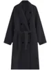 Wełniane mieszanki damskiej wełniany płaszcz Zimowy płaszcz Kobiety zagęszcza długą kurtkę swobodną luźną modną odzież wietrzną żeńska odzież vintage ponadwymiarowa lapowa lapowa odzież 231128