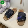 Ontwerper Loe Slipper Paris Fashion Dames Woody Flat Mule Sandalen Luxe Summer Beach Slippers Varen Wit Zwart roze olijfmesh geborduurd grote sandaal