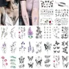 Tattoos Colored Drawing Stickers 10pcs Color Lavender Small Fresh Waterproof Temporary Tattoo Sticker Line Butterfly Flower Tato Neck Women Men Kids Fake TattoosL
