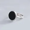 Cluster Rings 925 Sterling Silver Men Ring With Black Natural Agate Stone Thai Simple Design For Man Women Turkish Jewelry