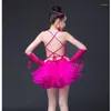 Stage Wear Children Professional Latin Dance Dress For Girls Ballroom Dancing Jurken Red Kids Pargin Fringe Tassel