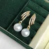 Boucles d'oreilles en perles d'eau douce naturelles, clous d'oreilles blancs, accessoires féminins, cercle parfait, léger défaut, cuir léger, bon