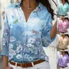 Blouses pour femmes chemises printemps plante fleur chemise femmes mode à manches longues col rabattu hauts élégant bureau dame Blouse Blusa 26256 230428