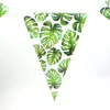 Décoration de fête 1 cordes feuilles de palmier tropicales bannière drapeaux triangulaires enfants Jungle anniversaire hawaïen Luau décor de mariage d'été