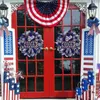 Fleurs décoratives Couronne patriotique américaine de 15,7 pouces pour la porte d'entrée du 4 juillet Jour de l'Indépendance Rouge Blanc Et Bleu