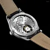 Начатые часы Aesop Business's Flying Tourbillon Skeleton Watch Sapphire Водонепроницаемые мужчины Механические мужские часы