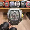 Designer Ri mlies Luxury watchs Rm052 Mechanics Ghost Watch mens Demi Classic Legend Hollowed Out Skull Outline Highlights