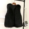 Chalecos de mujer elegante invierno chaleco de piel sintética acogedor mullido resistente al frío cárdigan sin mangas señora