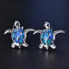 Stud FDLK Cute Sea Turtle Earring Creative Lovely Animal Imitation Fire Opal Ear Stud Earring For Women Girl Trendy Jewelry YQ231128