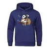 Herrtröjor Panda lazily ligger på baksidan av koala män mode lösa hoody fleece streetwear hip hop pullover