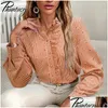 Blouses Femmes Chemises Phantasy Office Lady Floral Femmes À Manches Longues Slim Top Automne Hiver Banlieue Casual Blouse Stand Cou Drop Del Dhbou