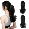 Synthetic Claw Clip In Ponytail Hair Extensions Hairpiece 14" Blonde Hair Wavy False Pigtail With Elastic Band Horse Tail
