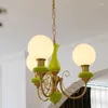 Pendant Lamps French Retro Fruit Green Chandelier Minimalist Bedroom Living Room LED Ceiling Hanging Restaurant Pastoral Lights