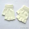 Mitaines pour enfants gants d'hiver pour enfants gants chauds et froids sans doigts mode mitaines de couleur unie en plein air R231128