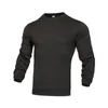 Men's Sweaters Loose Fit Tops Autumn Winter Solid Color Long Sleeve T-shirt Waffle Texture For Casual Bottoming O-neck