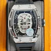 Designer Ri Mlies Luxury Watchs Mens Mechanical Watch RM052 Ghost Classic Shape of Hollow Skull är dominerande och oinhibiterad. Schweizisk rörelse wris