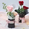 Cadeau cadeau 4pcs 8cm rond papier fleur seau de mariage fête d'anniversaire rose fleurs boîtes d'emballage saint valentin boîte d'emballage de bonbons