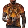 Homens camisetas Homens O-NeckT-shirts 3D Lion Print Camisa para Lazer Manga Curta Moda Animal Padrão Verão Hip Hop Harajuku Oversized Tops