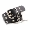 Riemen Dubbele Grommet Riem Gothic Oogje Punk PU Leer Prong Gesp Rock Womens Taille Voor Club Cosplay Jeans Party Mannen