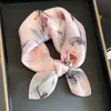 Halsdukar 2023 NYA 100 REAL SILK SCARF Fashion Lady Small Neck Kerchief Foulard Female Bandana Pink Scarves for Women Hair Band Hijab J230428