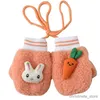 Mitaines pour enfants Gants chauds en peluche épais pour bébé Dessin animé Hiver Enfants Enfant en bas âge Mitaines à doigts complets Enfants Garçon Fille Gants en tricot à col suspendu