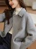 メンズウールブレンド女性のためのジャケット2023秋の冬のソリッドコートストリートファッションツイードジャケットの気質エレガントフェメール衣類231128