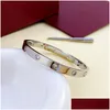 Bangle Gold Bracelet Woman Designer Jewelry Screw 6Mm Titanium Steel Couple With Screwdriver Bracelets For Women Men Nail Drop Deliver Otele