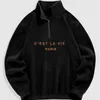 هوديز رجال Sweatshirts Hoodie Untuk Pria Kaus Bulu Polar Domba Halus Bordir Hurf Turtleneck Musim Dingin Usiseks Ritsleting Keringat 230427